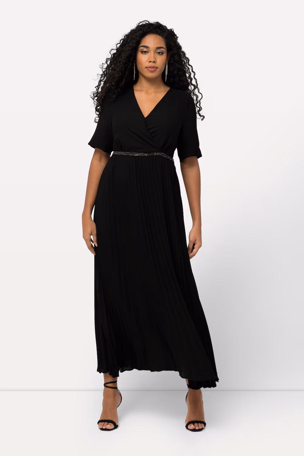 Bild von Große Größen Maxikleid, Damen, schwarz, Größe: 50/52, Polyester, Ulla Popken
