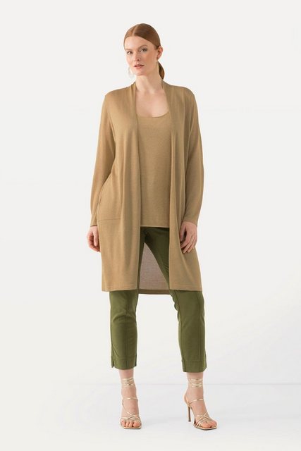 Bild von Große Größen Long-Strickjacke, Damen, orange, Größe: 50/52, Viskose/Metallische Fasern, Ulla Popken