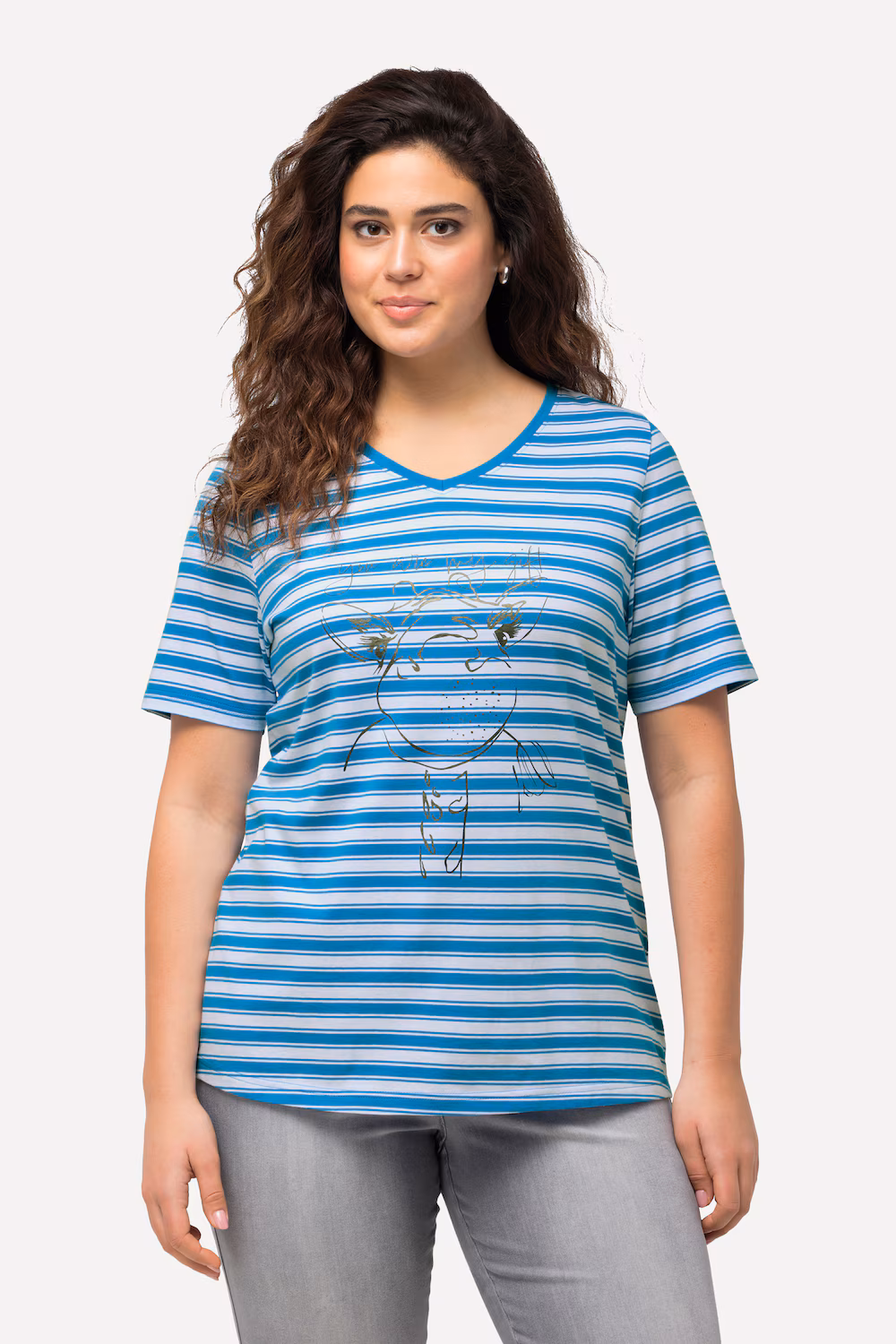 Bild von Große Größen T-Shirt, Damen, türkis, Größe: 42/44, Baumwolle, Ulla Popken