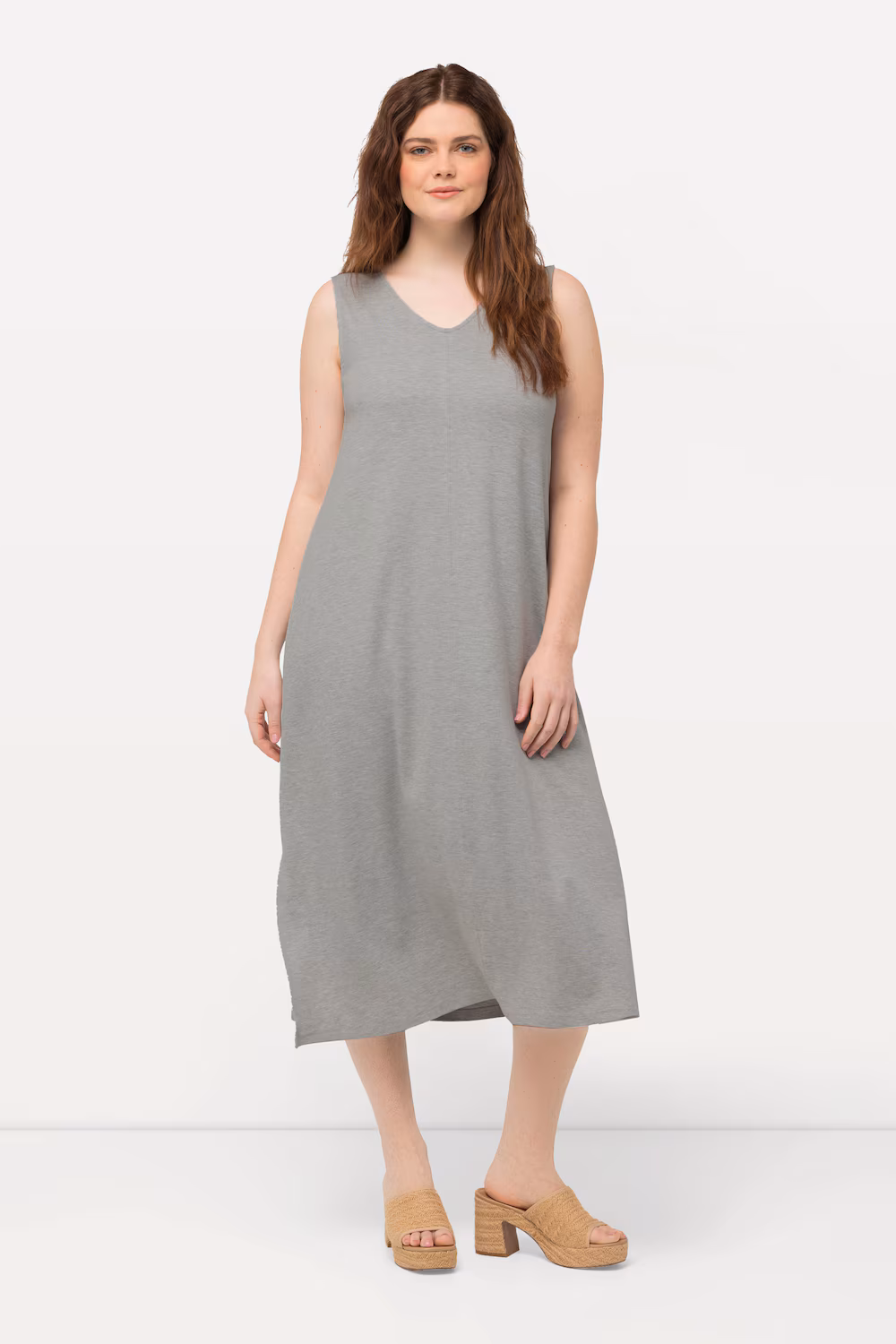 Bild von Große Größen Jersey-Midikleid, Damen, grau, Größe: 46/48, Baumwolle, Ulla Popken