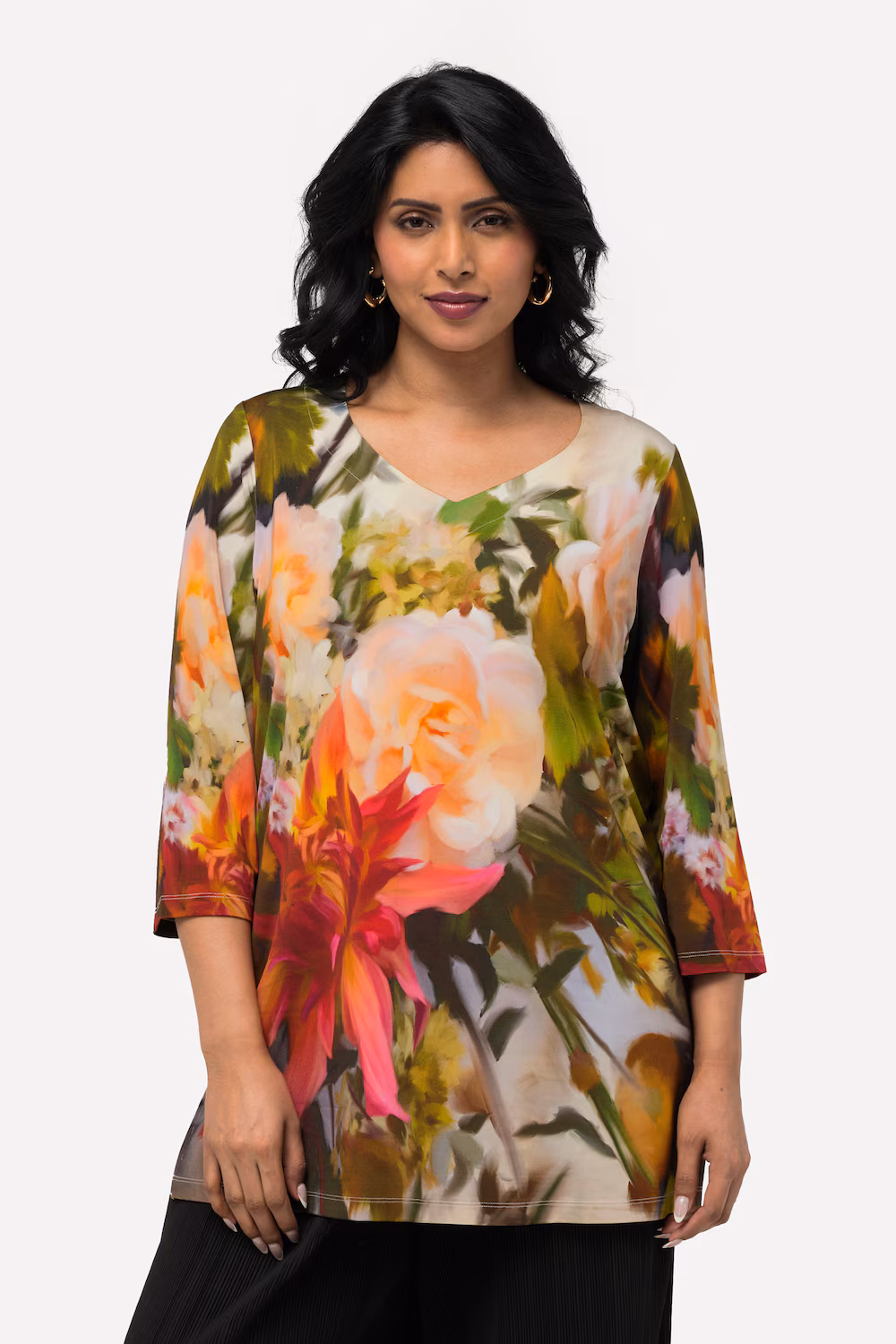 Bild von Große Größen Slinkyshirt, Damen, beige, Größe: 50/52, Viskose, Ulla Popken
