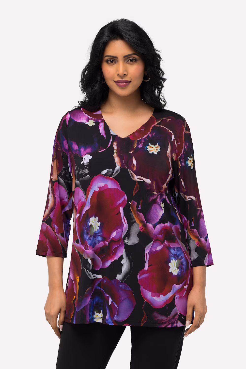 Bild von Große Größen Slinkyshirt, Damen, schwarz, Größe: 54/56, Viskose, Ulla Popken