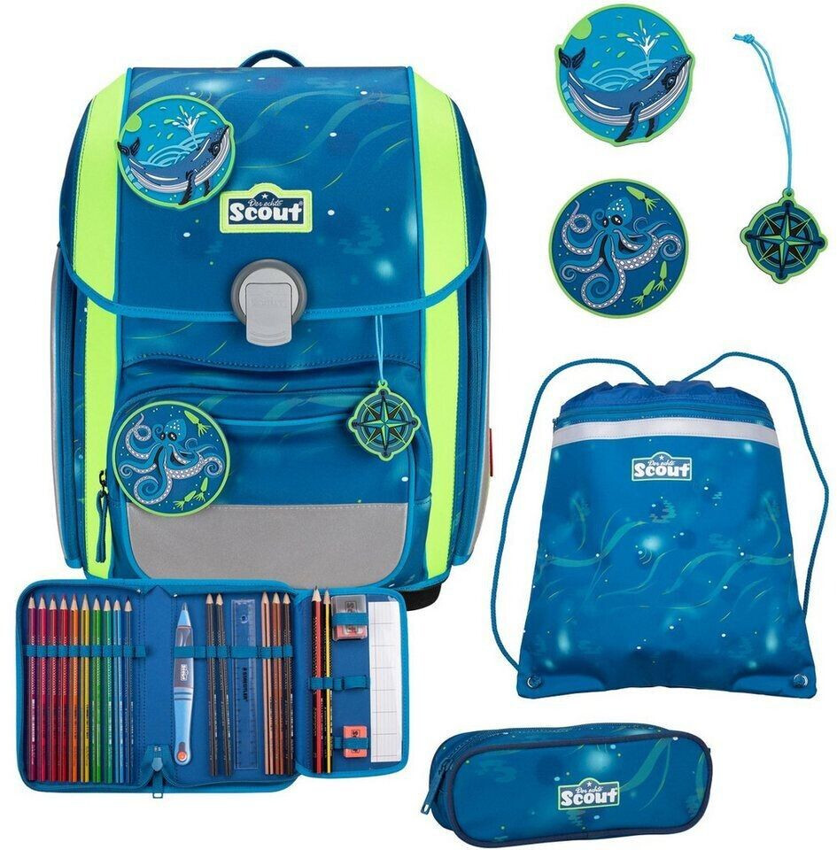 Bild von Scout Schulranzenset Genius Set DIN Deep Sea 4-teilig 19 Liter