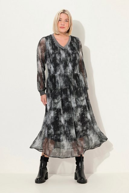 Bild von Große Größen Smok-Midikleid, Damen, schwarz, Größe: 42/44, Polyester/Viskose, Ulla Popken