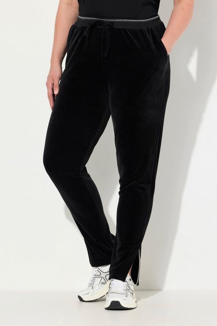 Bild von Grosse Grössen Samt-Jogginghose, Damen, schwarz, Grösse: 46/48, Polyester, Ulla Popken