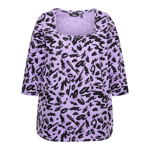 Bild von Ulla Popken T-Shirt Shirt A-Linie Zierfalten Carree-Ausschnitt 3/4-Arm