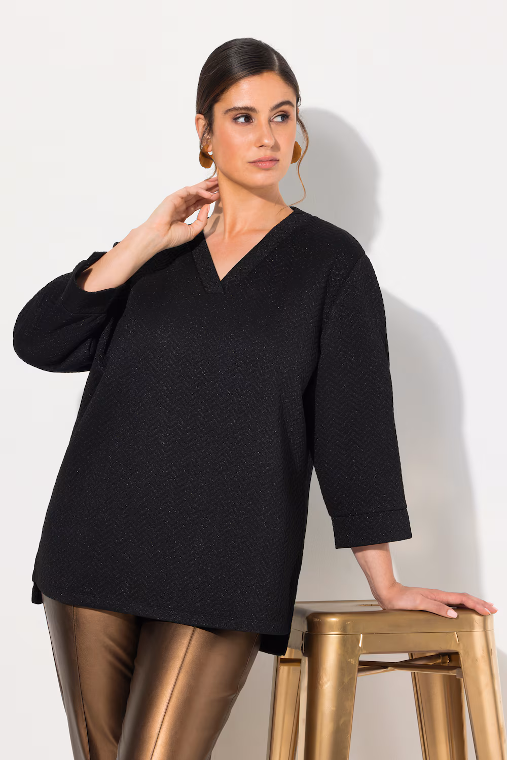 Bild von Grosse Grössen Sweatshirt, Damen, schwarz, Größe: 46/48, Polyester, Ulla Popken