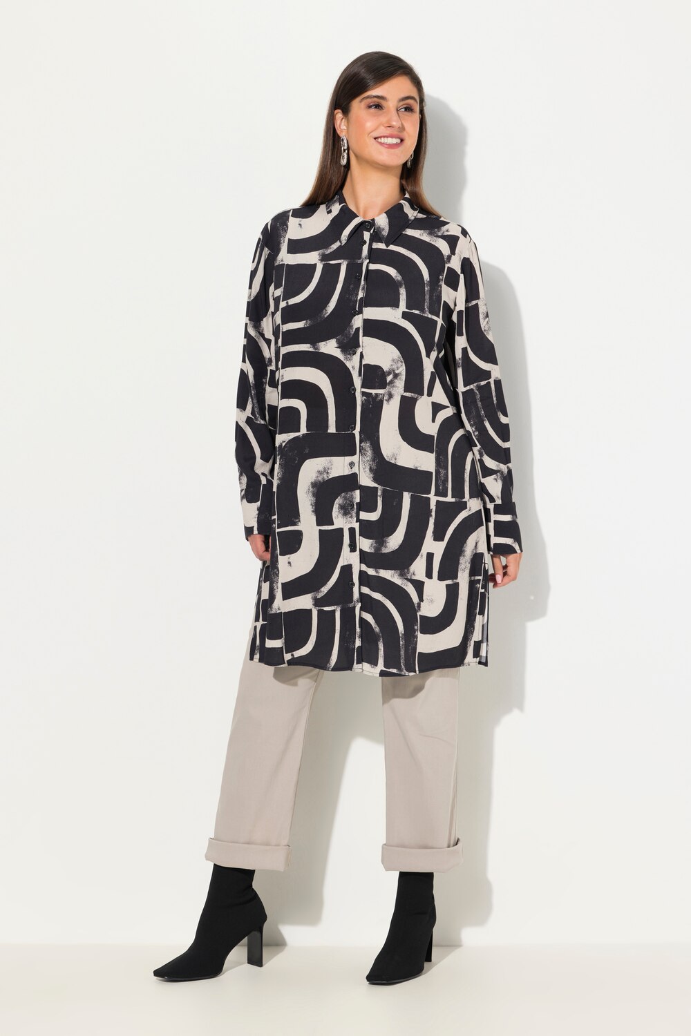 Bild von Große Größen Longbluse, Damen, grau, Größe: 46/48, Viskose, Ulla Popken