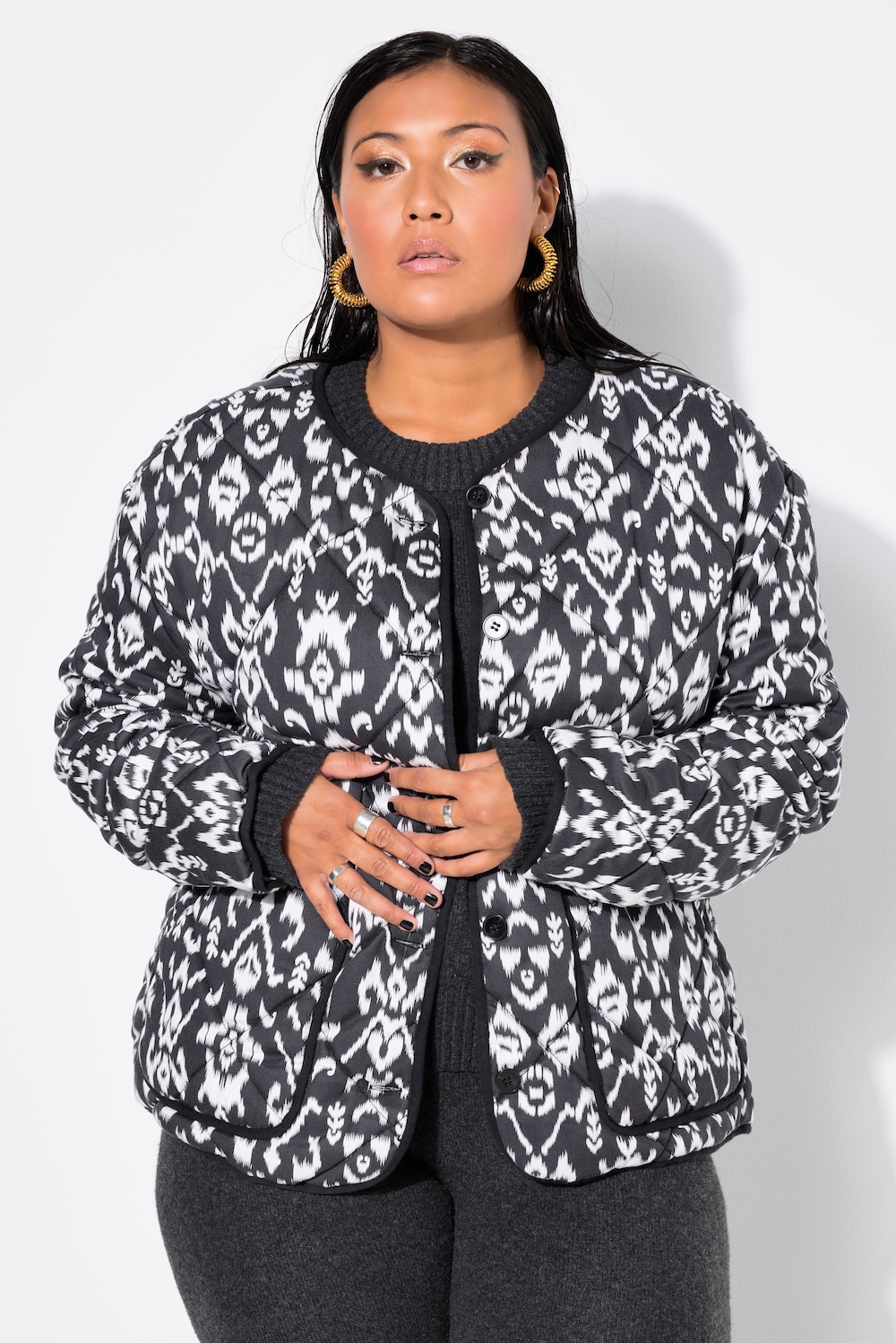 Bild von Große Größen Steppjacke, Damen, schwarz, Größe: 58/60, Polyester/Synthetische Fasern, Studio Untold