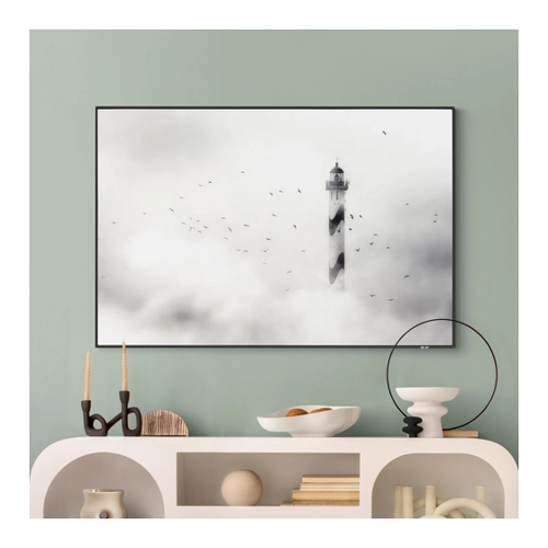 Bild von Wechselbild Leuchtturm im Nebel - Innovatives Textilspannrahmen-System