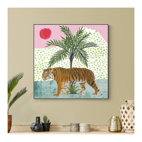 Bild von Wechselbild Spazierender Tiger im Morgenrot