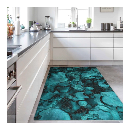 Bild von Teppich Türkise Tropfen mit Glitzer - Ein zeitgemäßes Wohnaccessoire