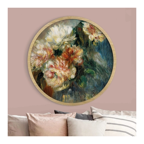 Bild von Rundes Gerahmtes Bild Auguste Renoir - Vase Pfingstrosen