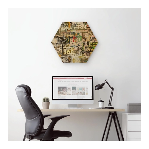 Bild von Hexagon-Holzbild Alte Plakatwand