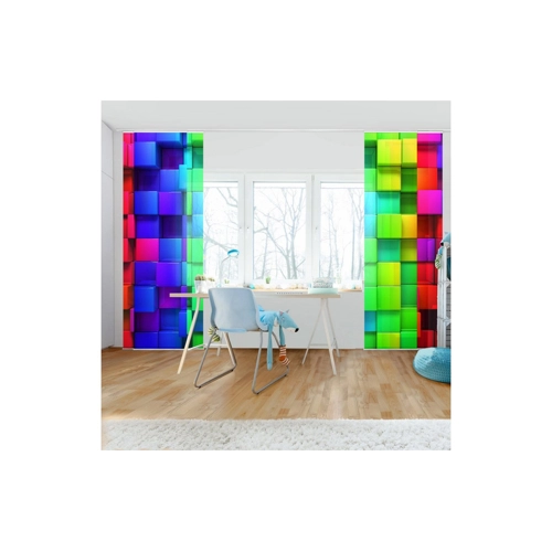 Bild von Bilderdepot24 Schiebegardine modern Flächenvorhang blickdicht 3D Würfel