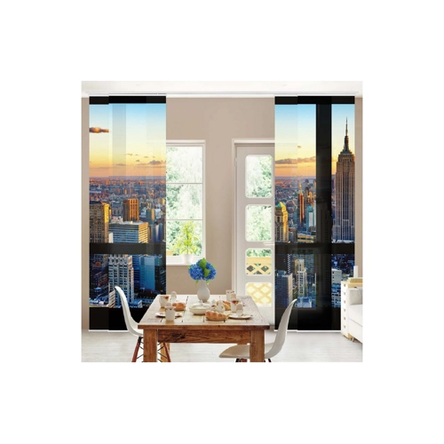 Bild von Bilderdepot24 Schiebegardine modern Flächenvorhang blickdicht Sonnenaufgang New York