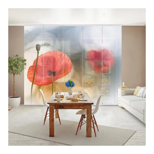 Bild von Bilderdepot24 Schiebegardine modern Flächenvorhang Mohnblumen am Morgen