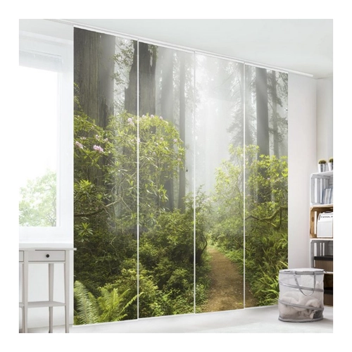 Bild von Bilderdepot24 Schiebegardine modern Flächenvorhang blickdicht Nebliger Waldpfad