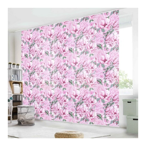 Bild von Bilderdepot24 Schiebegardine Flächenvorhang blickdicht Rosa Blüten Aquarell