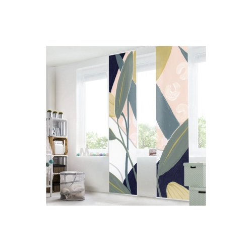 Bild von Moderne Schiebegardine mit tropischem Blumenmotiv