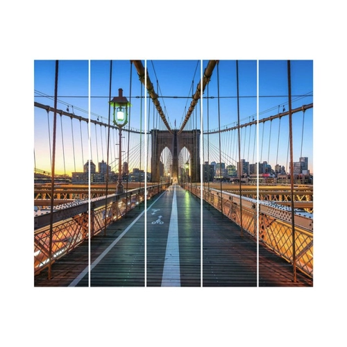 Bild von Bilderdepot24 Schiebegardine Flächenvorhang blickdicht Morgenblick Brooklyn Bridge