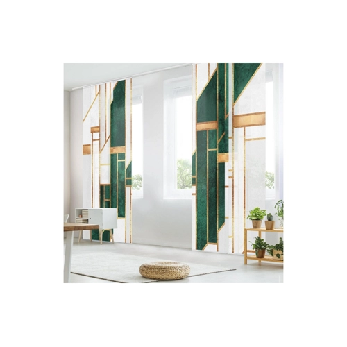 Bild von Bilderdepot24 Schiebegardine modern Flächenvorhang Emerald Gold Geometrie