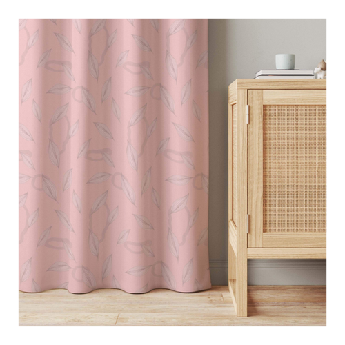 Bild von Eleganter Vorhang im Weide-Blätter-Muster in Blassem Pink