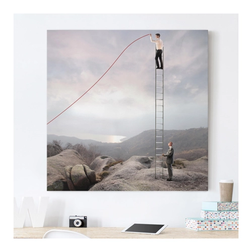 Bild von Stilvolles Leinwandbild - Quadrat Higher Business