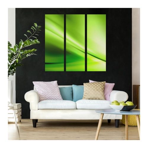 Bild von 3-teiliges Leinwandbild Abstrakt Green Valley