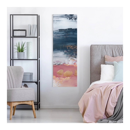 Bild von Leinwandbild Rosa Sturm mit Gold