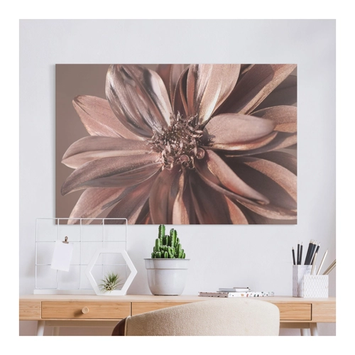 Bild von Leinwandbild Kupfergoldener Dahlientraum