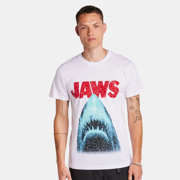 Bild von MERCHCODE Jaws Herren T-Shirts - Weiß - Größe: L - Baumwoll-Jersey - Foot Locker