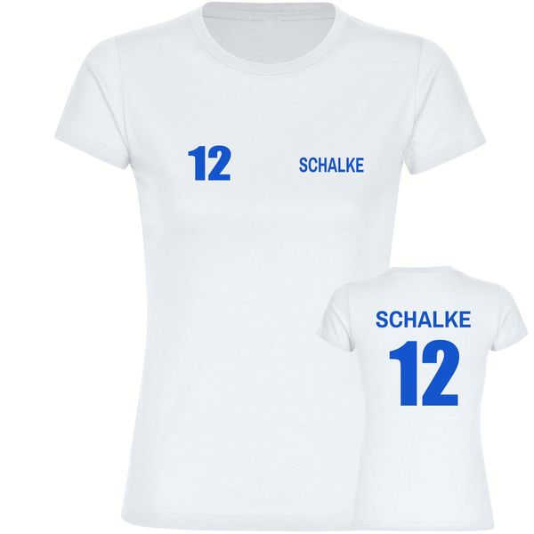 Bild von multifanshop Damen T-Shirt - Schalke - Trikot Nummer 12 - Druck blau - Frauen