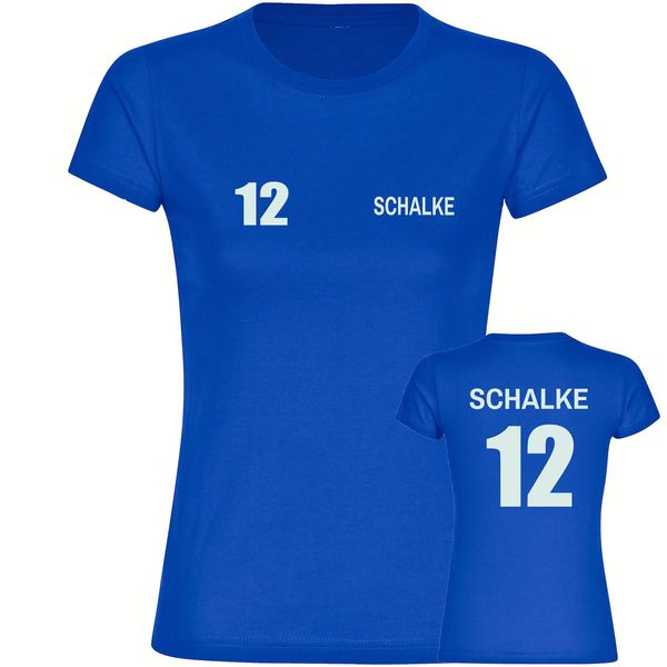 Bild von multifanshop Damen T-Shirt - Schalke - Trikot Nummer 12 - Druck weiß - Frauen