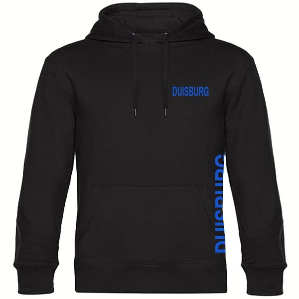Bild von multifanshop Kapuzen Sweatshirt - Duisburg - Brust & Seite - Druck blau - Hoodie