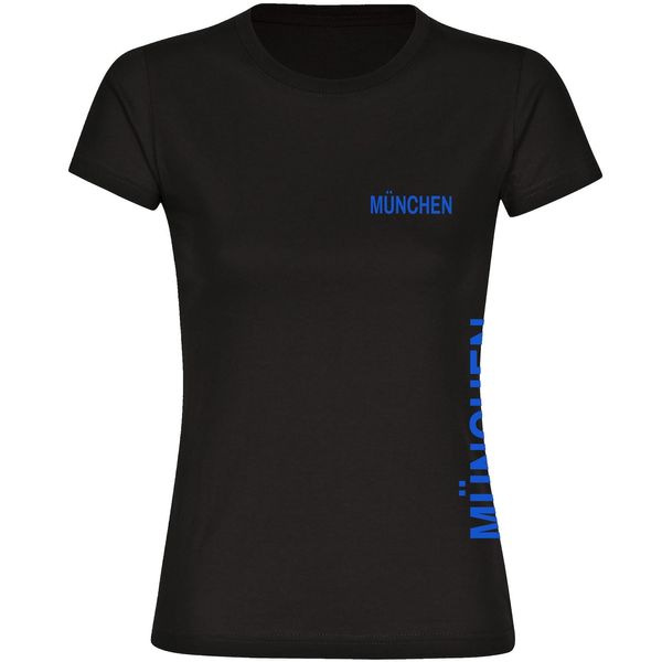 Bild von multifanshop Damen T-Shirt - München blau - Brust & Seite - Druck blau - Frauen