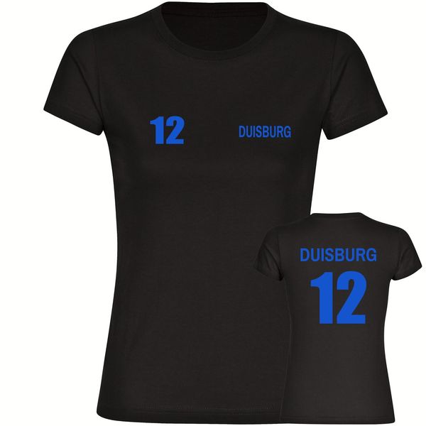 Bild von multifanshop Damen T-Shirt - Duisburg - Trikot Nummer 12 - Druck blau - Frauen