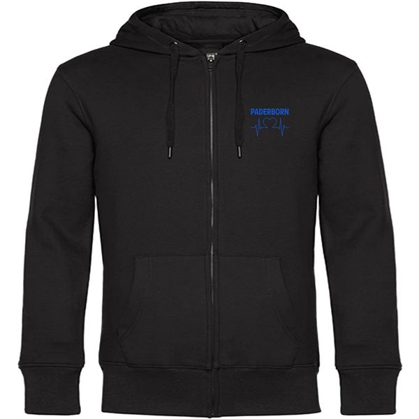 Bild von multifanshop Kapuzen Sweatshirt Jacke - Paderborn - Herzschlag - Druck blau - Sweat