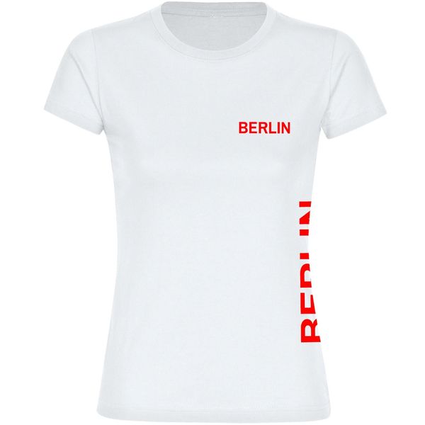 Bild von multifanshop Damen T-Shirt - Berlin rot - Brust & Seite - Druck rot - Frauen Größe XL weiß