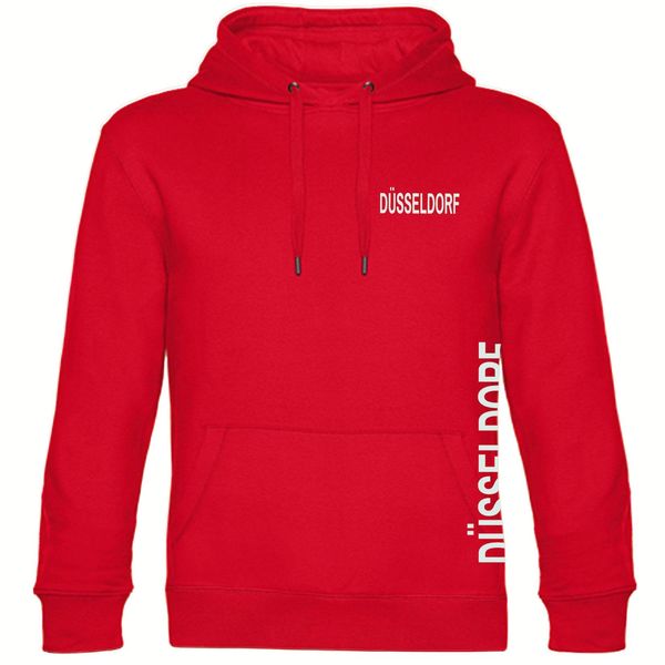 Bild von multifanshop Kapuzen Sweatshirt - Düsseldorf - Brust & Seite - Druck weiß - Hoodie
