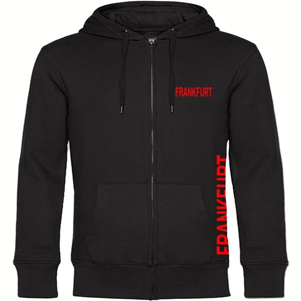 Bild von multifanshop Kapuzen Sweatshirt Jacke - Frankfurt - Brust & Seite - Druck rot - Sweat