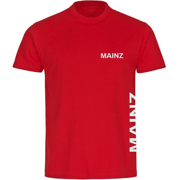Bild von multifanshop Herren T-Shirt - Mainz - Brust & Seite - Druck weiß - Männer Größe L rot