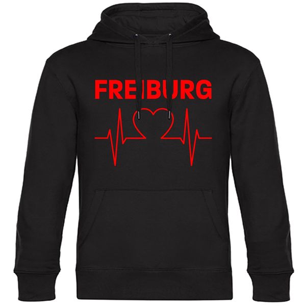 Bild von multifanshop Kapuzen Sweatshirt - Freiburg - Herzschlag - Druck rot - Hoodie