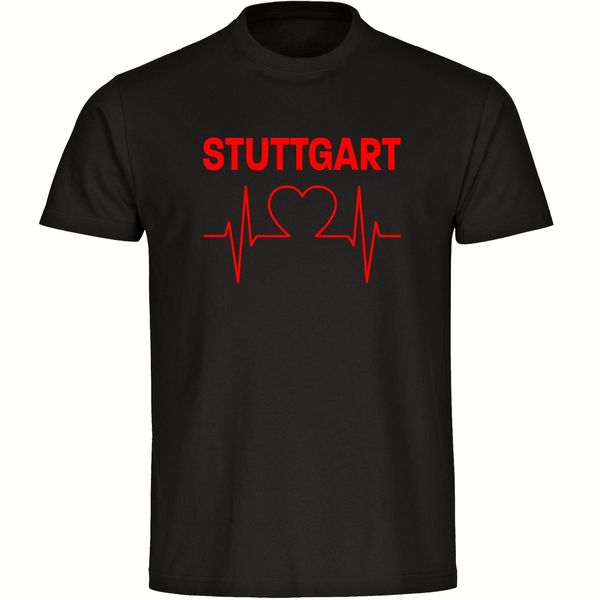 Bild von multifanshop Herren T-Shirt - Stuttgart - Herzschlag - Druck rot - Männer