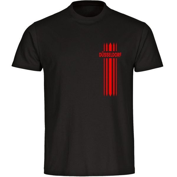 Bild von multifanshop Herren T-Shirt - Düsseldorf - Streifen - Druck rot - Männer
