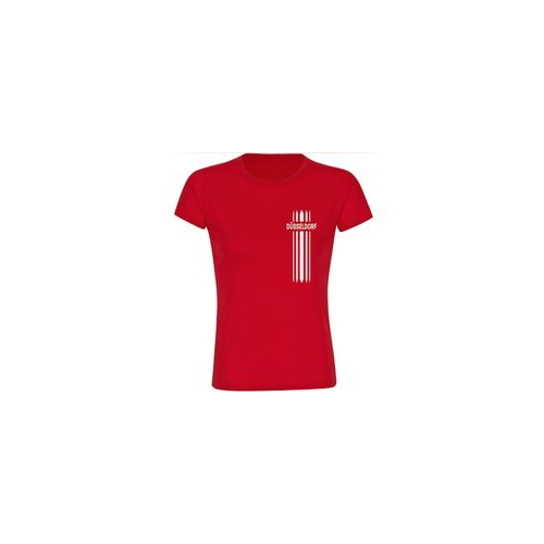 Bild von Multifanshop® Damen T-Shirt - Düsseldorf - Streifen - Druck weiß