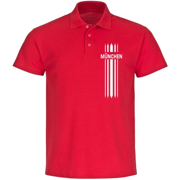 Bild von multifanshop Poloshirt - München rot - Streifen - Druck weiß - Polo