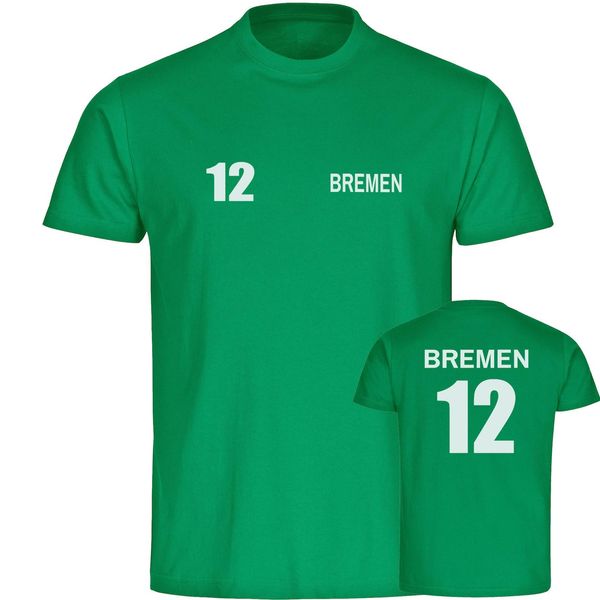 Bild von multifanshop Herren T-Shirt - Bremen - Trikot Nummer 12 - Druck weiß - Männer