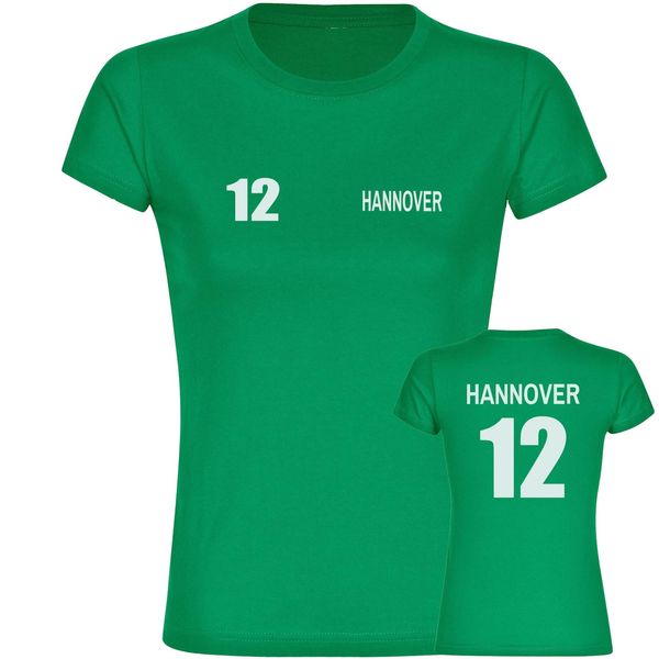Bild von multifanshop Damen T-Shirt - Hannover - Trikot Nummer 12 - Druck weiß - Frauen