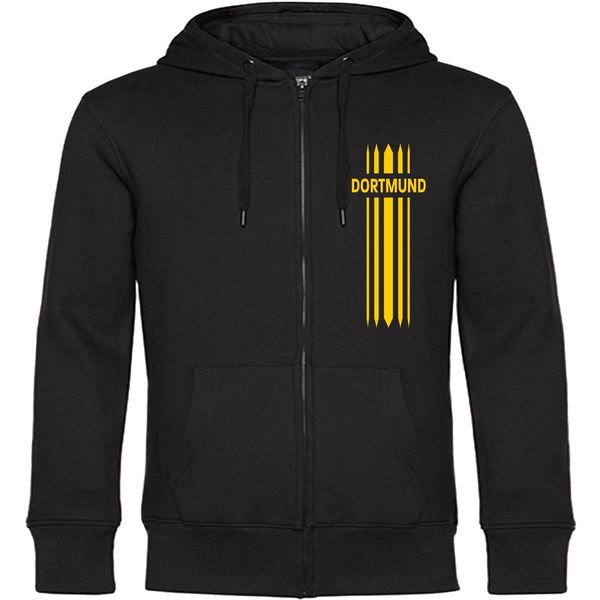 Bild von multifanshop Kapuzen Sweatshirt Jacke - Dortmund - Streifen - Druck gelb - Sweat